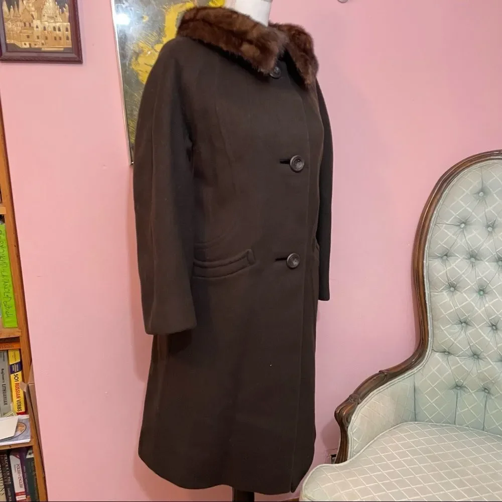 Vintage Bonwitt Teller Junior Forecast Wool Coat with Mink Fur Trim - Picture 10 of 16